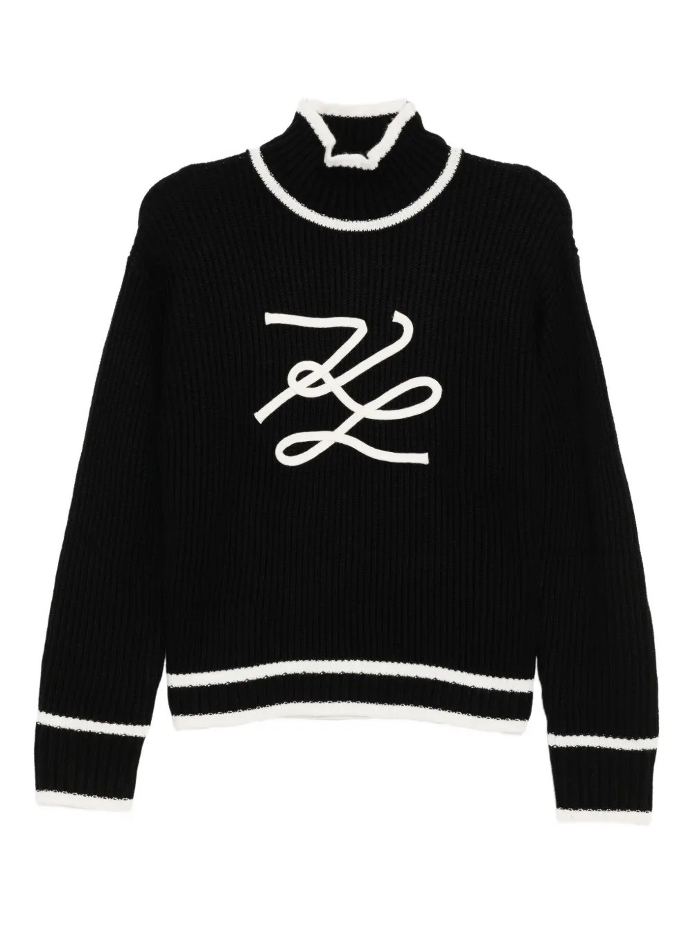 Karl Lagerfeld Autograph-braided Jumper In Black