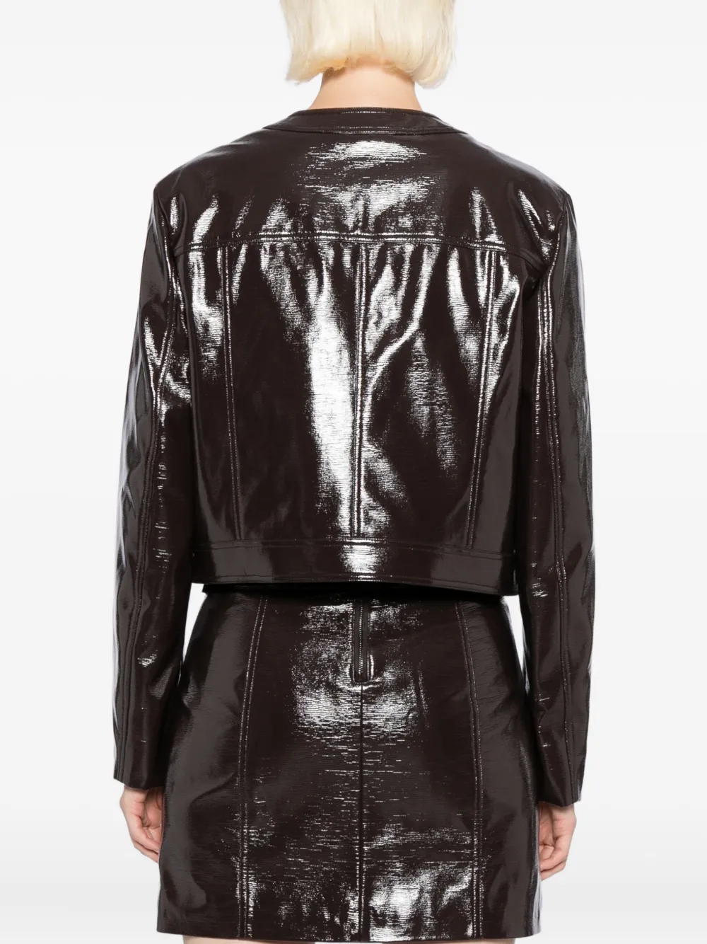 Karl Lagerfeld Logo-embossed Patent Jacket In Black