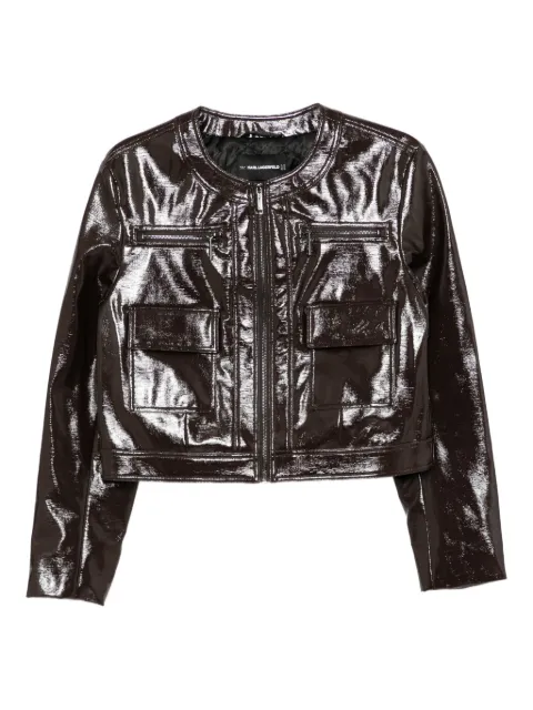 Karl Lagerfeld logo-embossed patent jacket