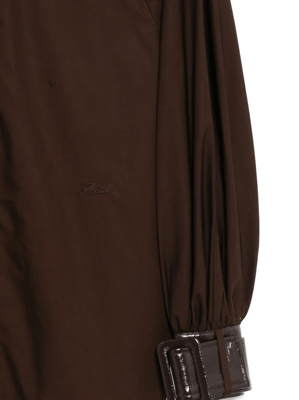 Karl Lagerfeld Belted-cuff Blouse In Brown