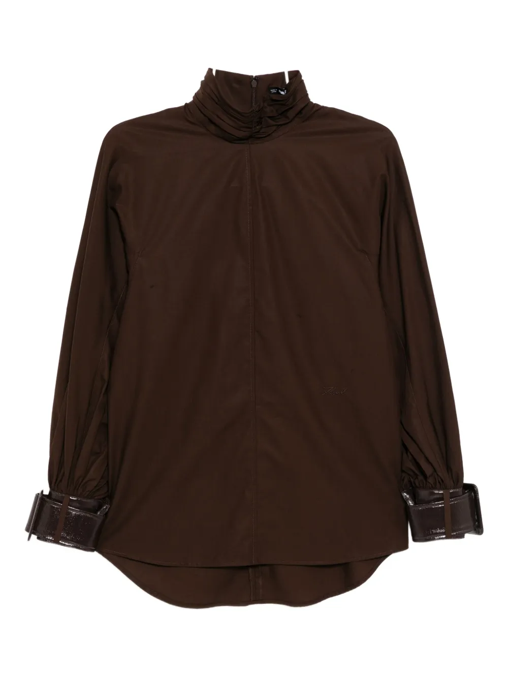 Karl Lagerfeld Belted-cuff Blouse In Brown