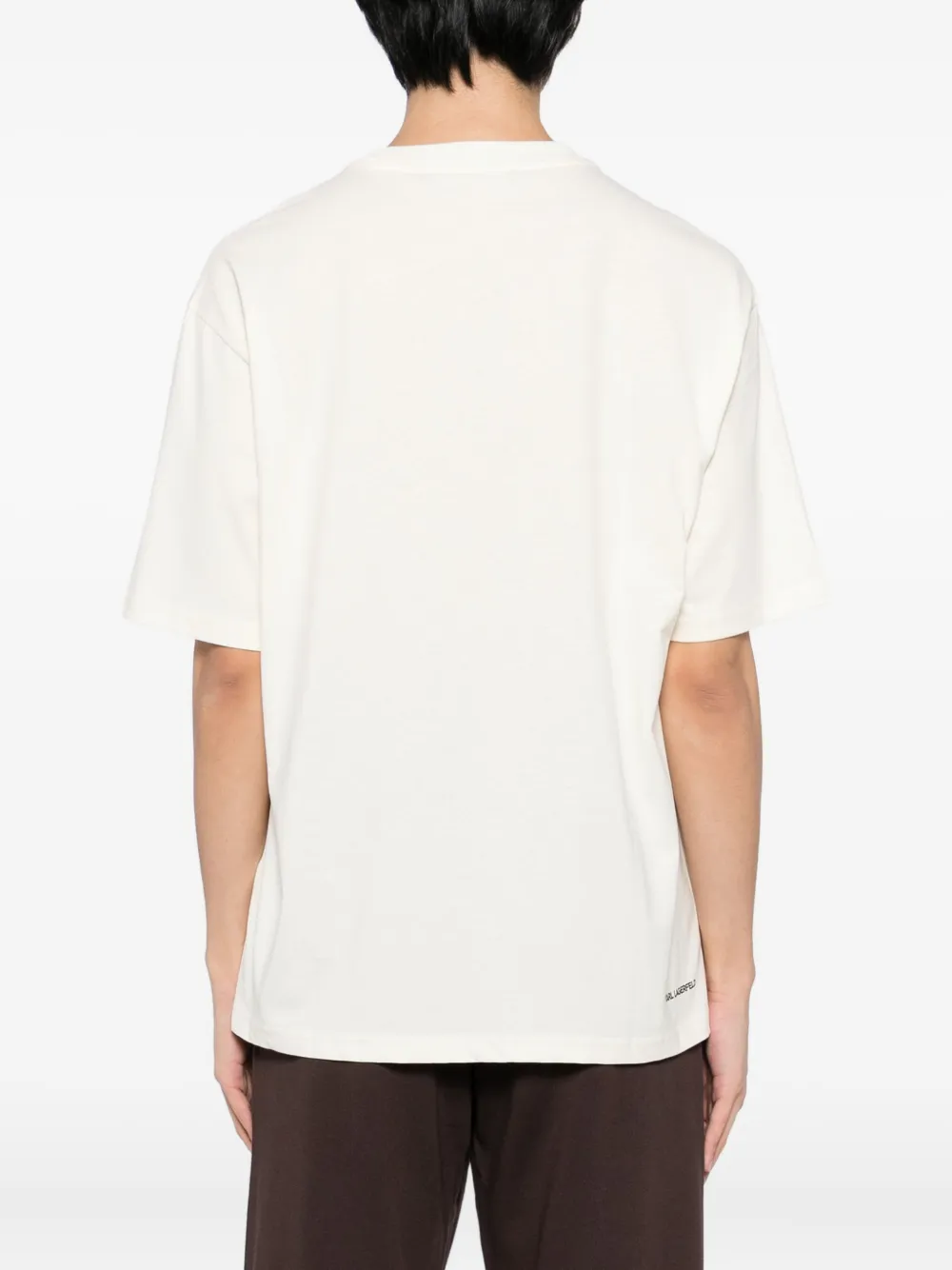 Karl Lagerfeld T-shirt met monogram-reliëf Beige