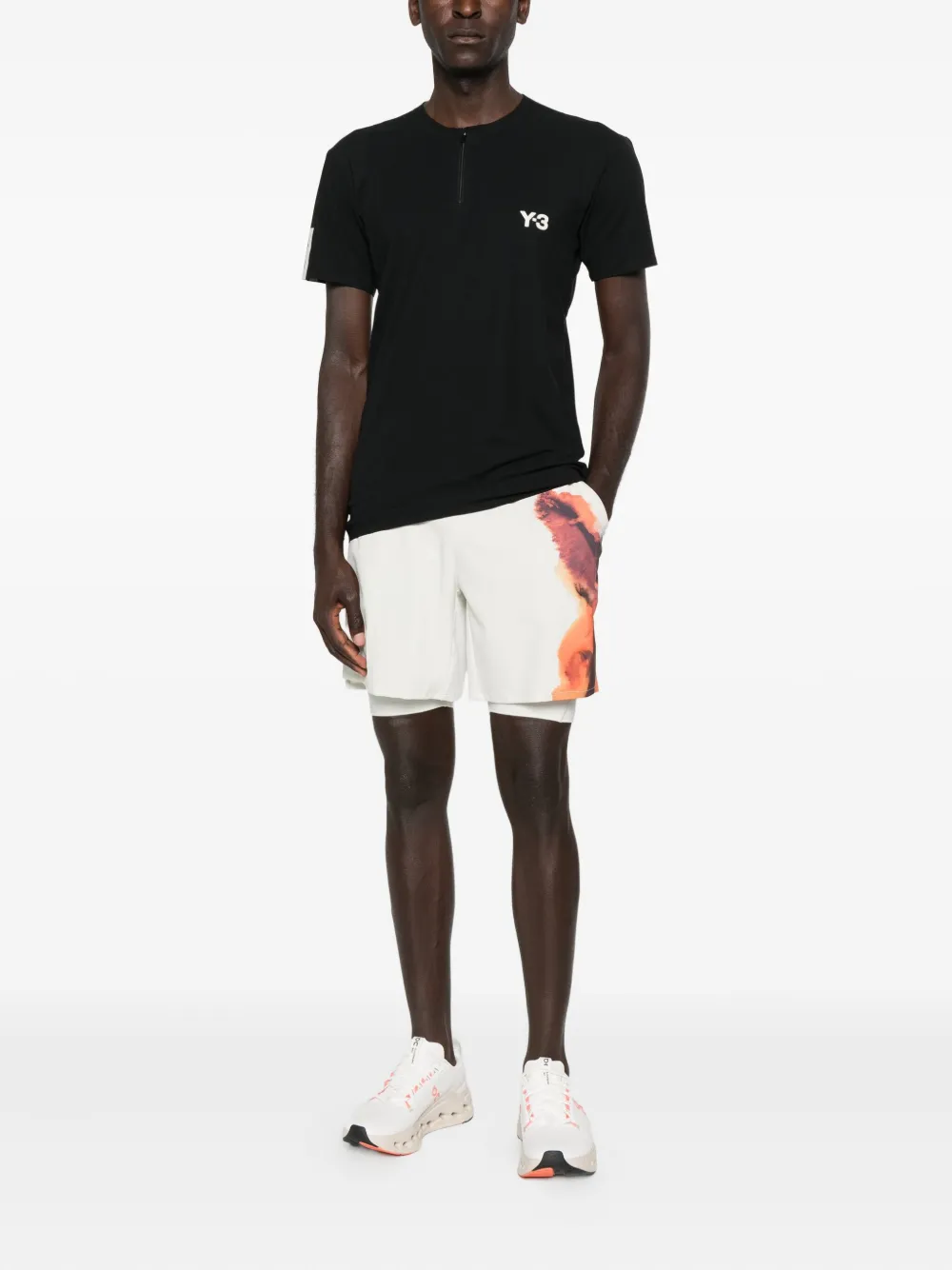 Y-3 Performance shorts met abstracte print - Beige