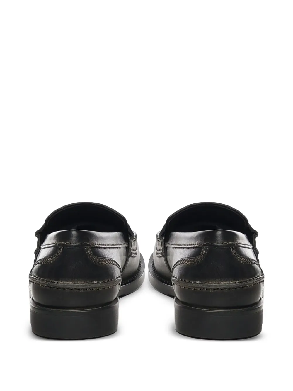 Miu Leren loafers met goudkleurig logo Zwart