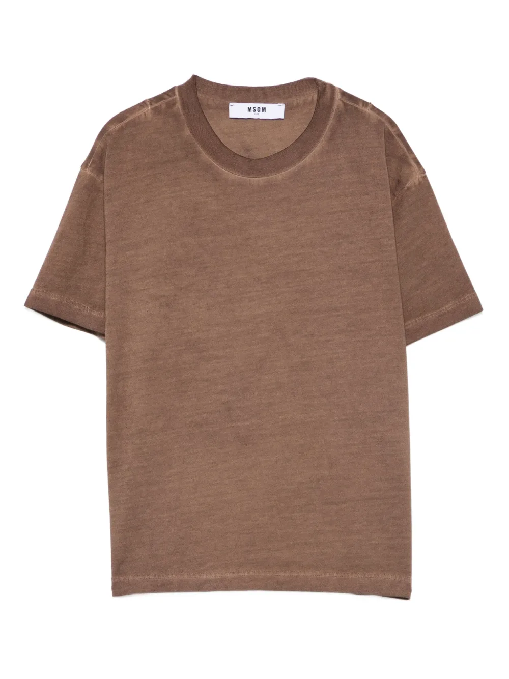 MSGM Kids embroidered-logo cotton T-shirt | Brown | Image 1