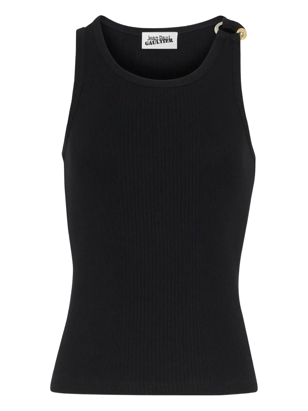 Jean Paul Gaultier Tank Top With Gold-tone Hardware And Ribbed Texture In Black