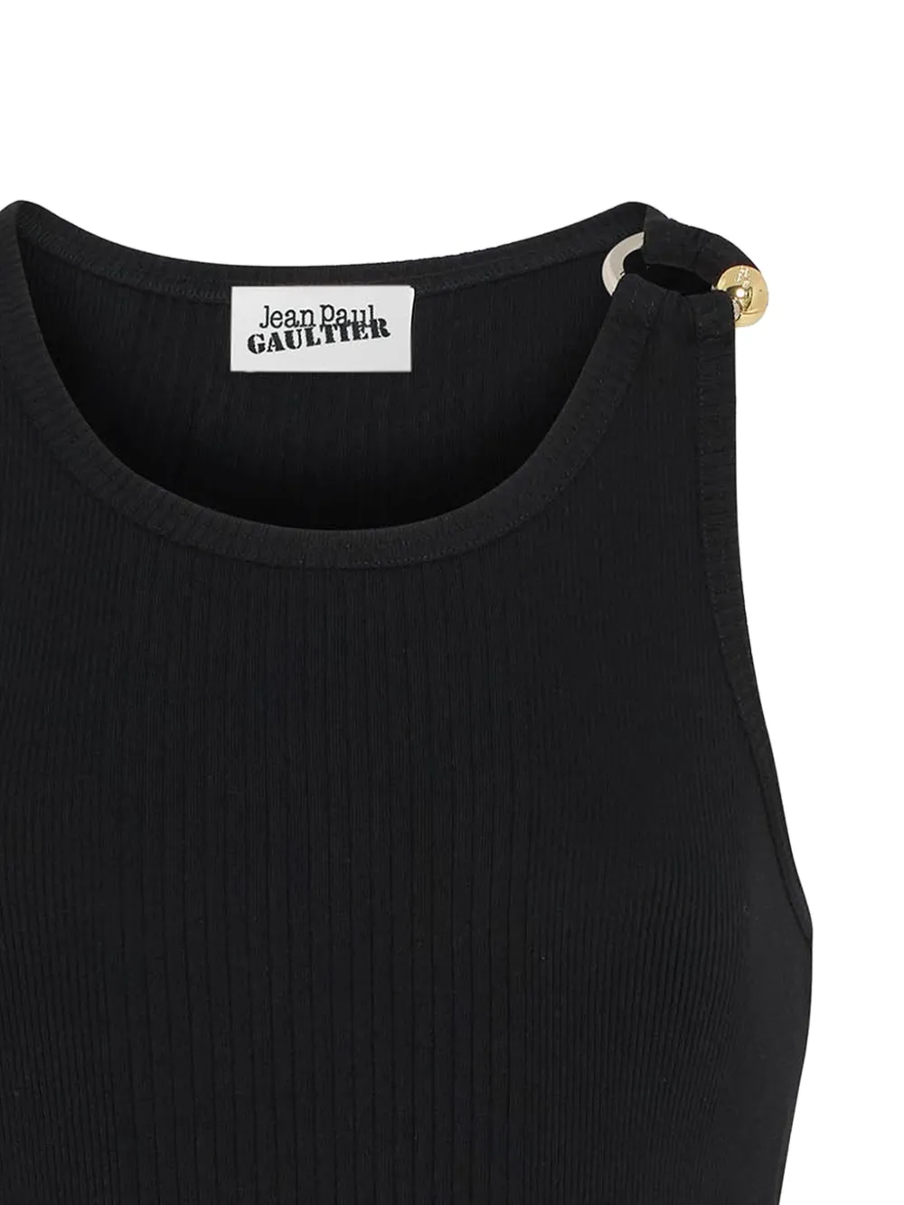 Jean Paul Gaultier Tank Top With Gold-tone Hardware And Ribbed Texture In Black