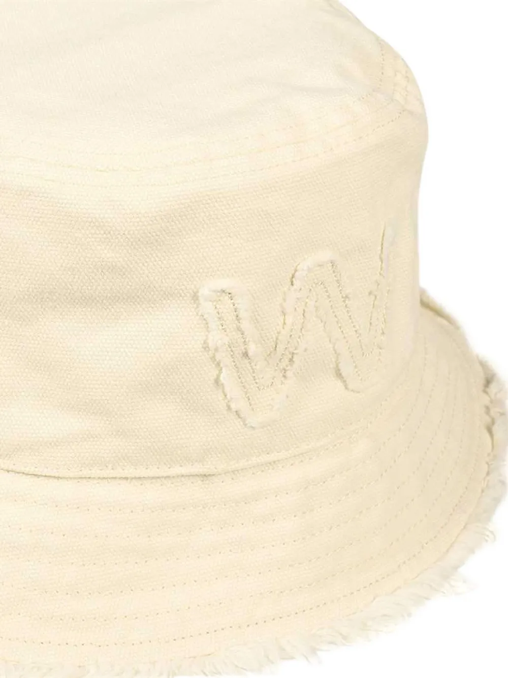Weekend Max Mara Embroidered Frayed-edge Bucket Hat In Neutral