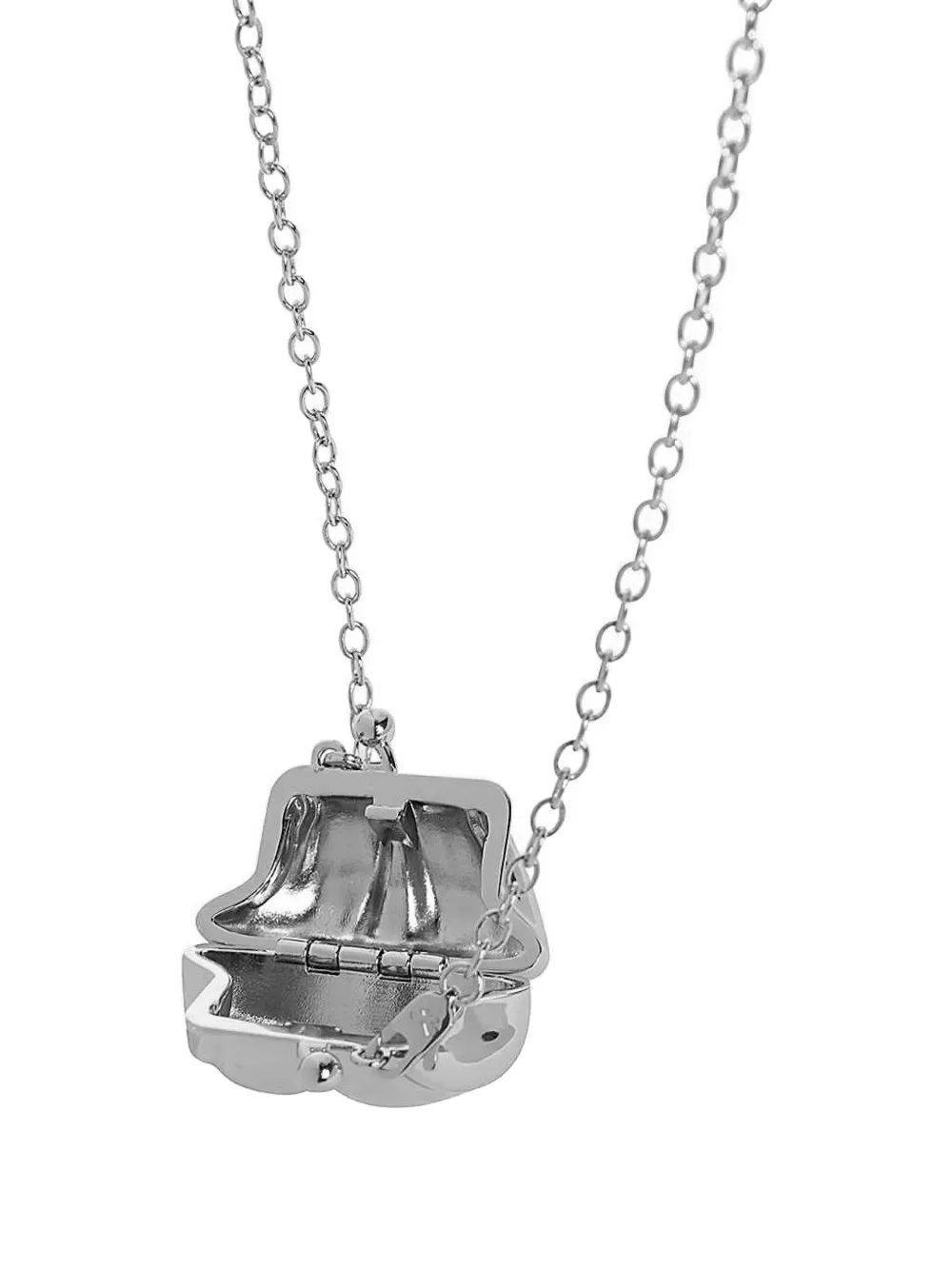 Weekend Max Mara Bag-shaped Chain Necklace In Gray