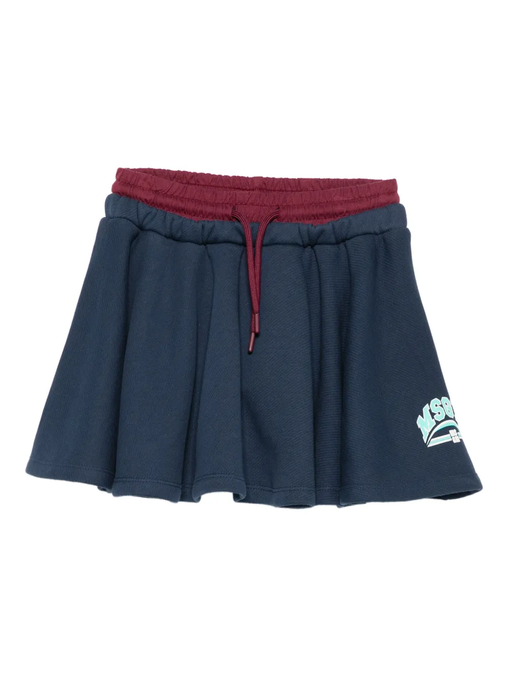 MSGM Kids elastic-waistband logo-print skirt - Blu
