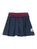 MSGM Kids elastic-waistband logo-print skirt - Blue