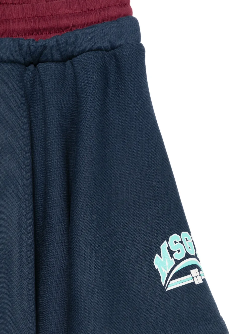 Msgm Elastic-waistband Logo-print Skirt In Blue