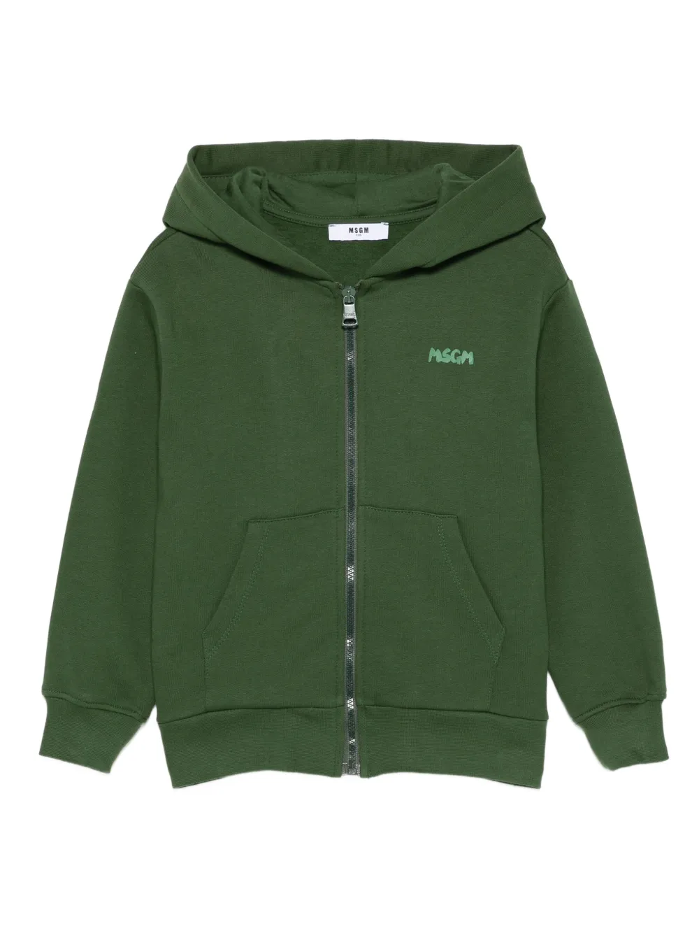 MSGM Kids logo-print hoodie | Green | Image 1