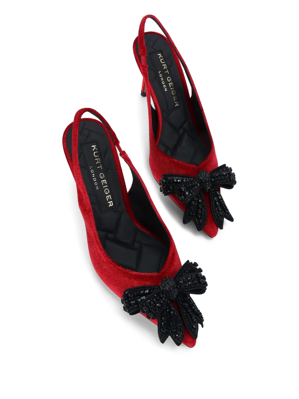 Kurt Geiger London 65 mm slingback ballerina's verfraaid met kristallen strik - Rood