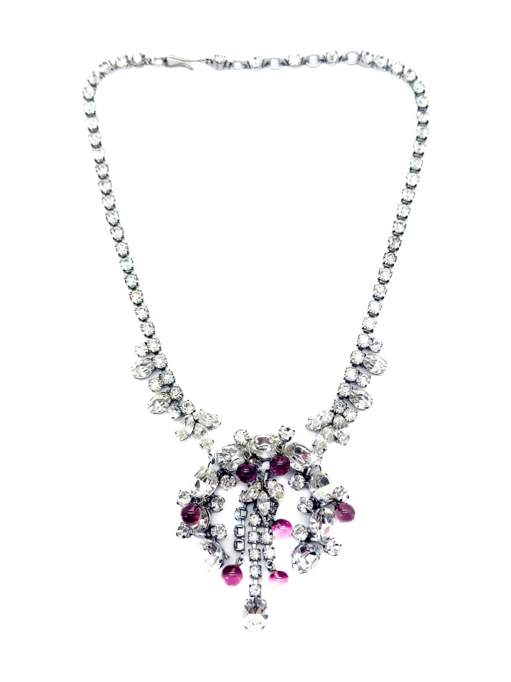 Pre-owned Jennifer Gibson Jewellery 1950s Crystal Necklace In Silver