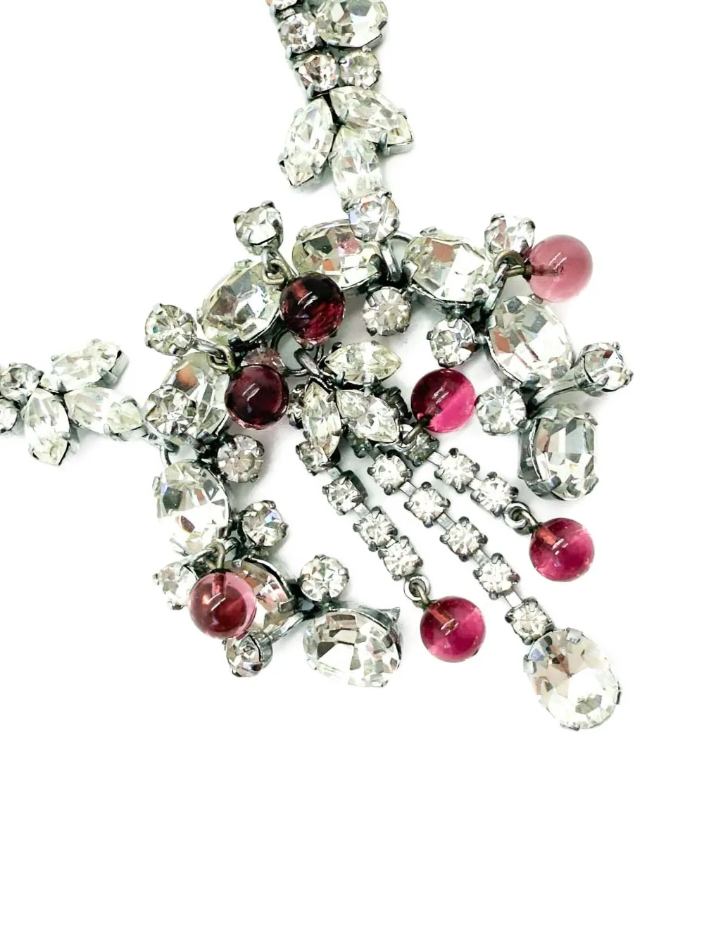 Pre-owned Jennifer Gibson Jewellery 1950s Crystal Necklace In Silver