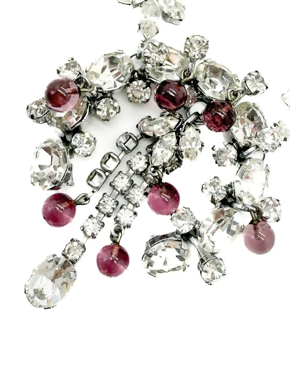 Pre-owned Jennifer Gibson Jewellery 1950s Crystal Necklace In Silver