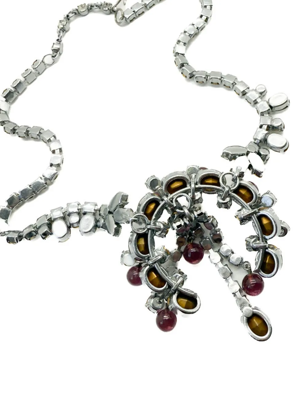 Pre-owned Jennifer Gibson Jewellery 1950s Crystal Necklace In Silver