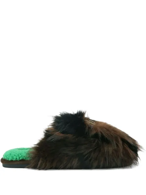 Kurt Geiger London eagle-head fur slippers