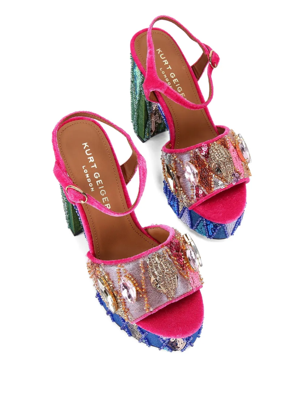Kurt Geiger London 125mm sequin-embellished platform sandals | Heeled Sandals | Image 2
