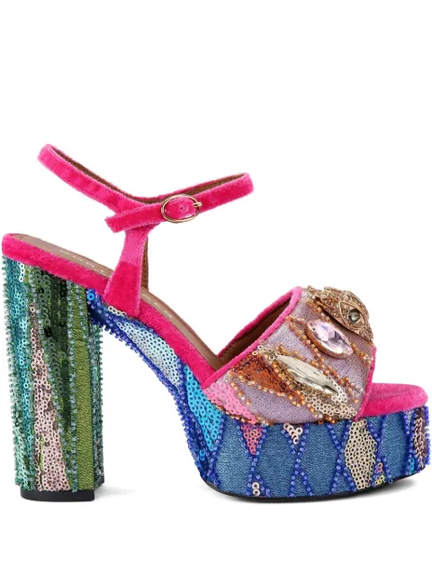 Kurt Geiger London صندل بلاتفورم مزين بترتر وكعب 125 ملم