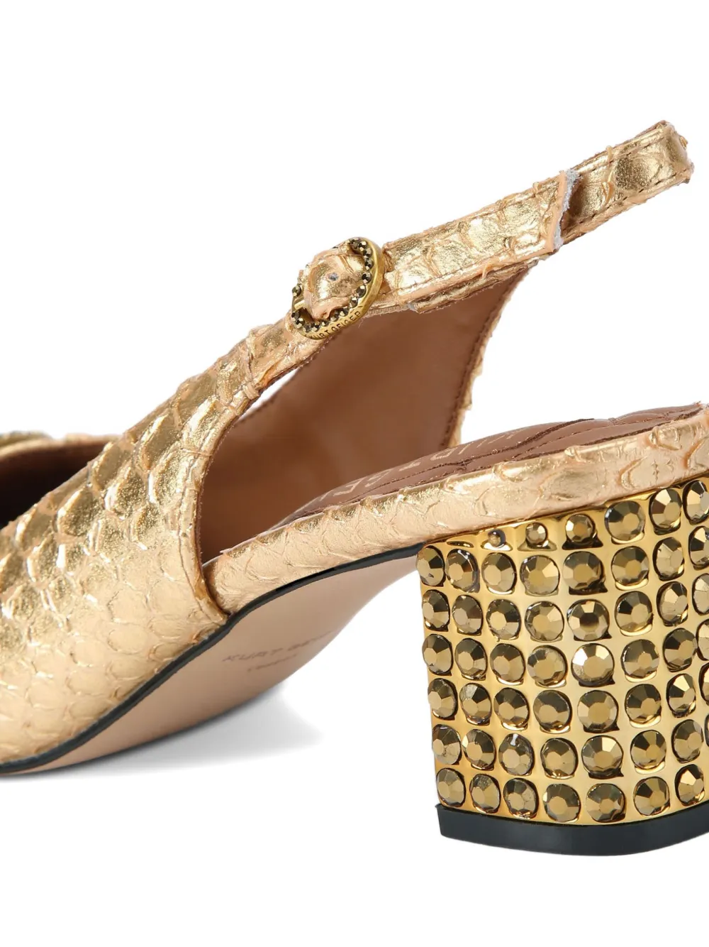 Kurt Geiger London 60 mm slingback pumps verfraaid met kristallen en slangen-reliëf Goud