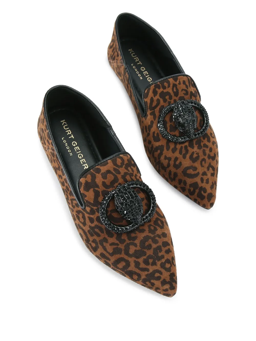 Kurt Geiger London Ballerina's met luipaardprint verfraaid met kristallen - Bruin