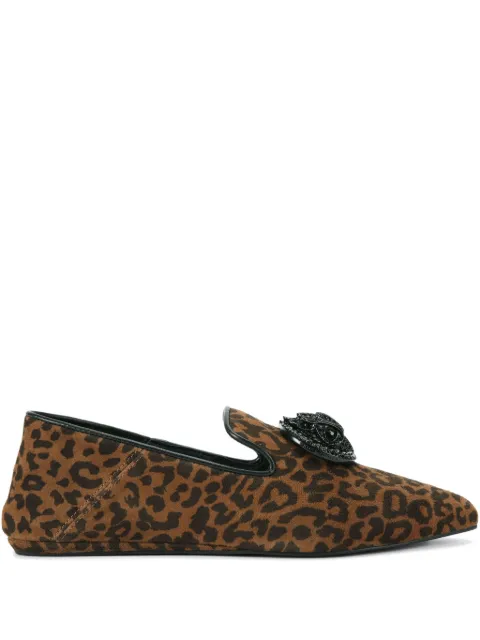 Kurt Geiger London leopard-print crystal-embellished ballet flats