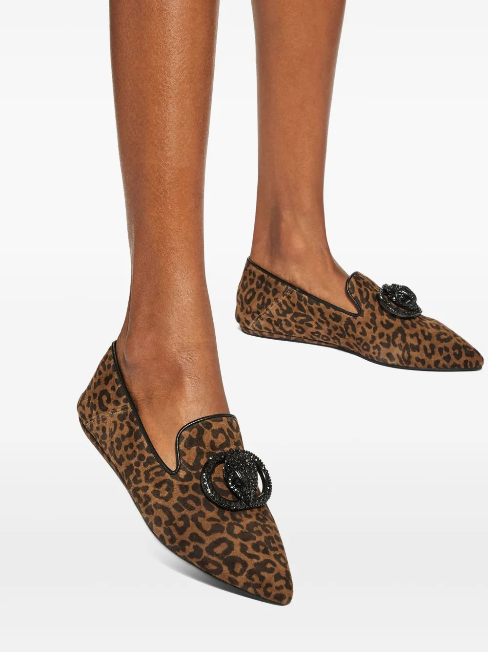 Kurt Geiger London Ballerina's met luipaardprint verfraaid met kristallen Bruin