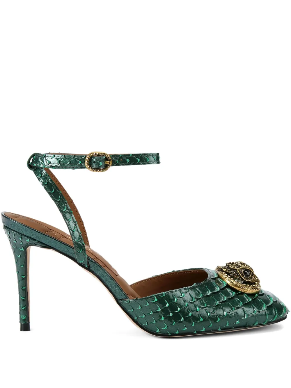 Kurt Geiger London 85 mm sandalen met slangen-reliëf en hak Groen