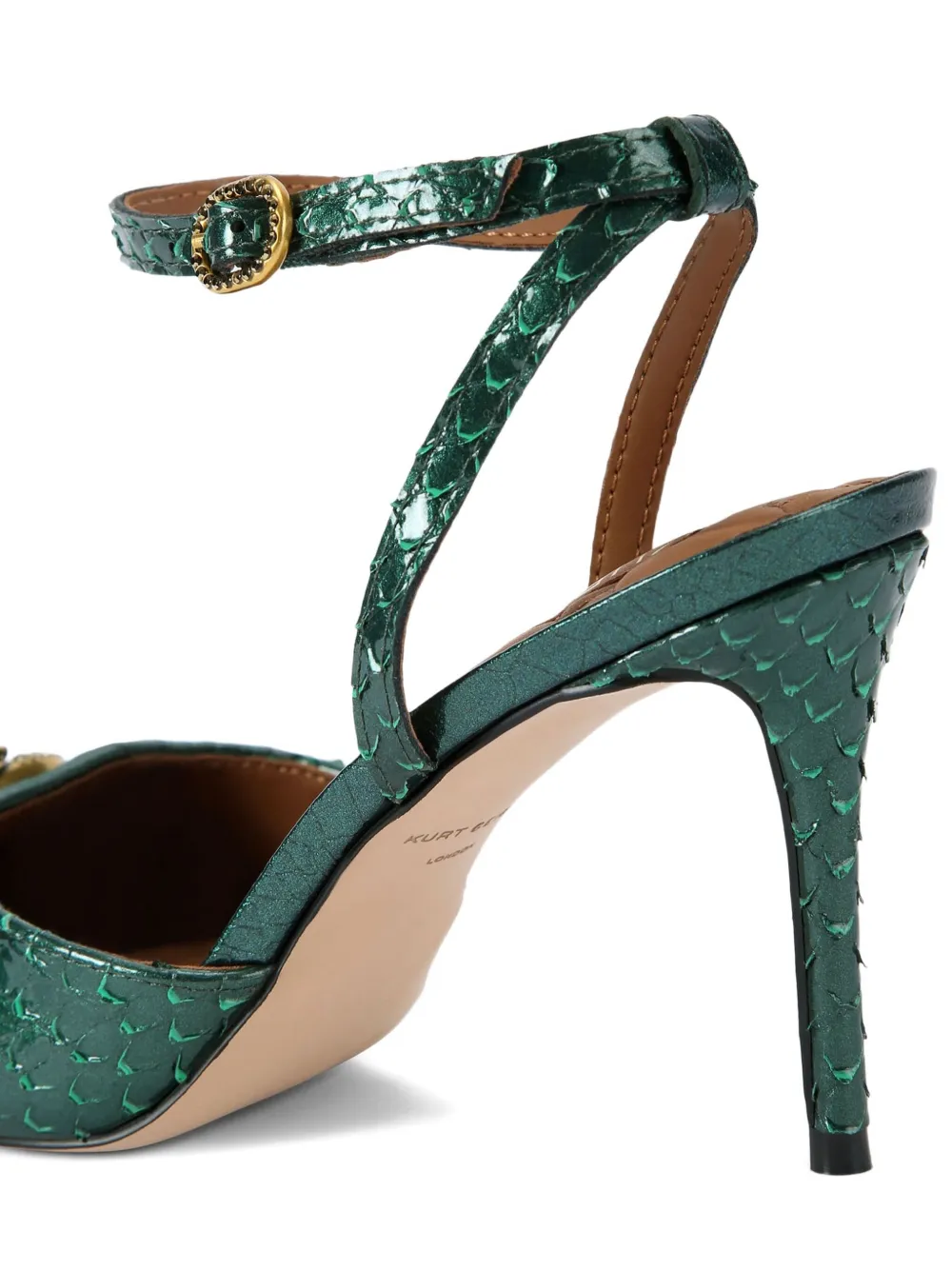 Kurt Geiger London 85 mm sandalen met slangen-reliëf en hak Groen