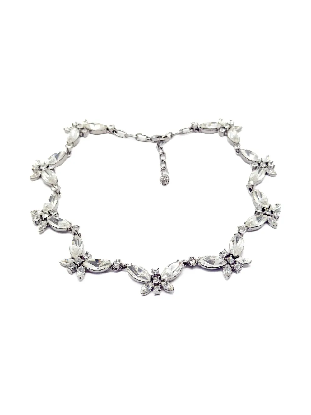 Pre-owned Jennifer Gibson Jewellery Sardi 1980s Crystal Butterfly Necklace In Silver
