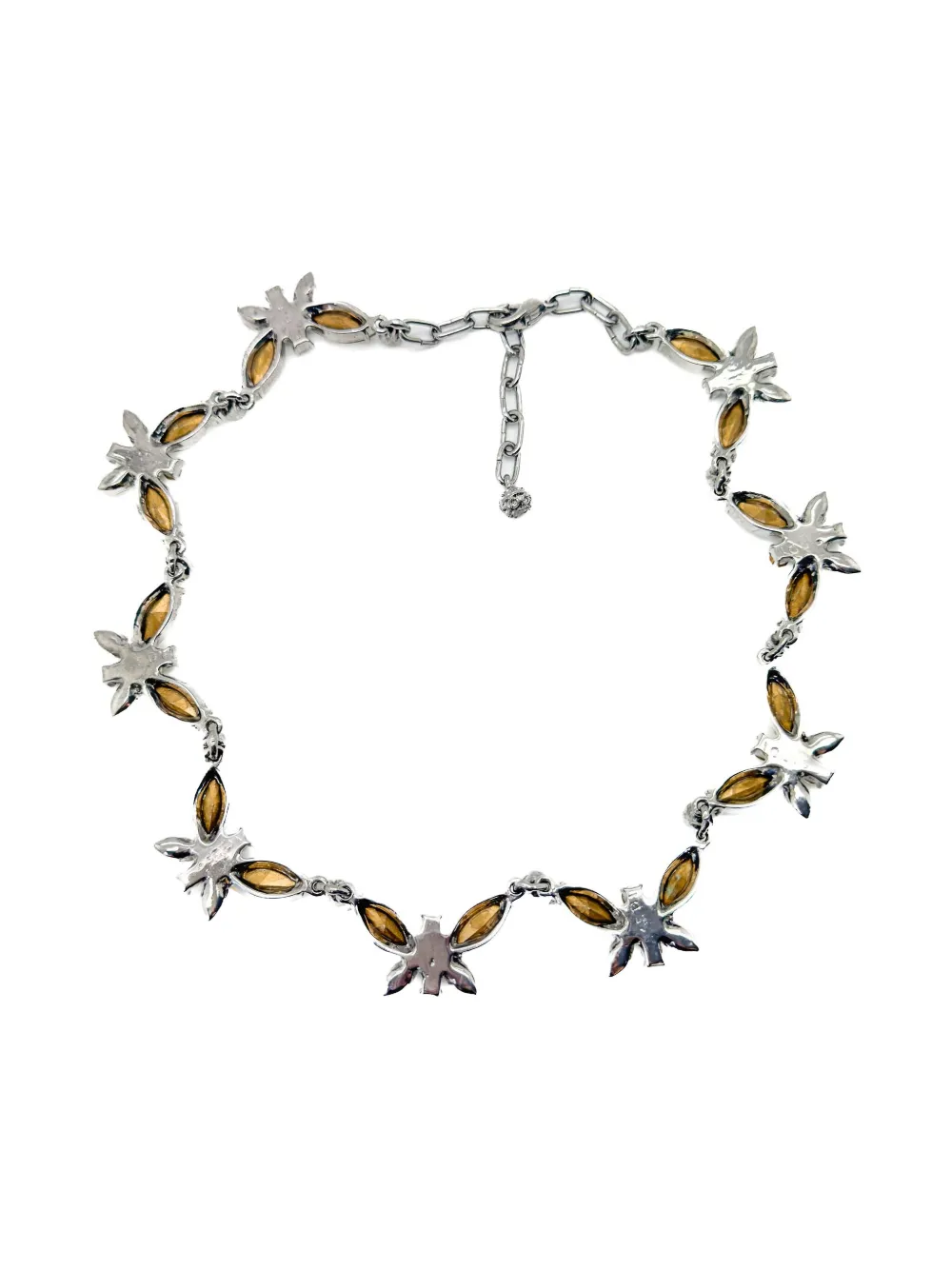 Pre-owned Jennifer Gibson Jewellery Sardi 1980s Crystal Butterfly Necklace In Silver