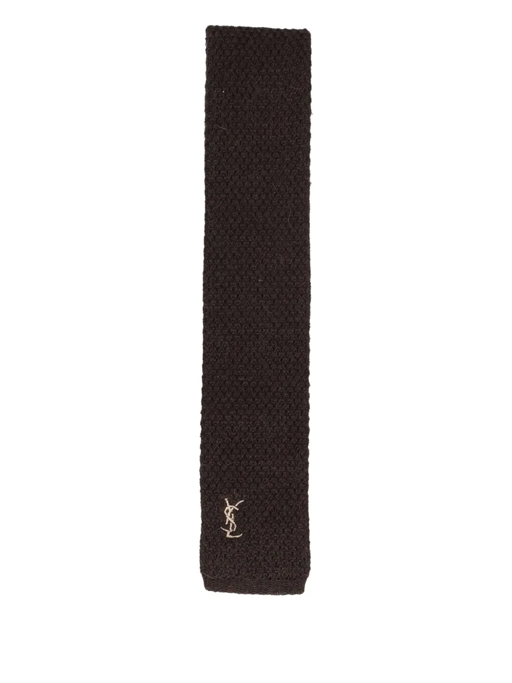 Pre-owned Saint Laurent Knit Wool Tie In Black