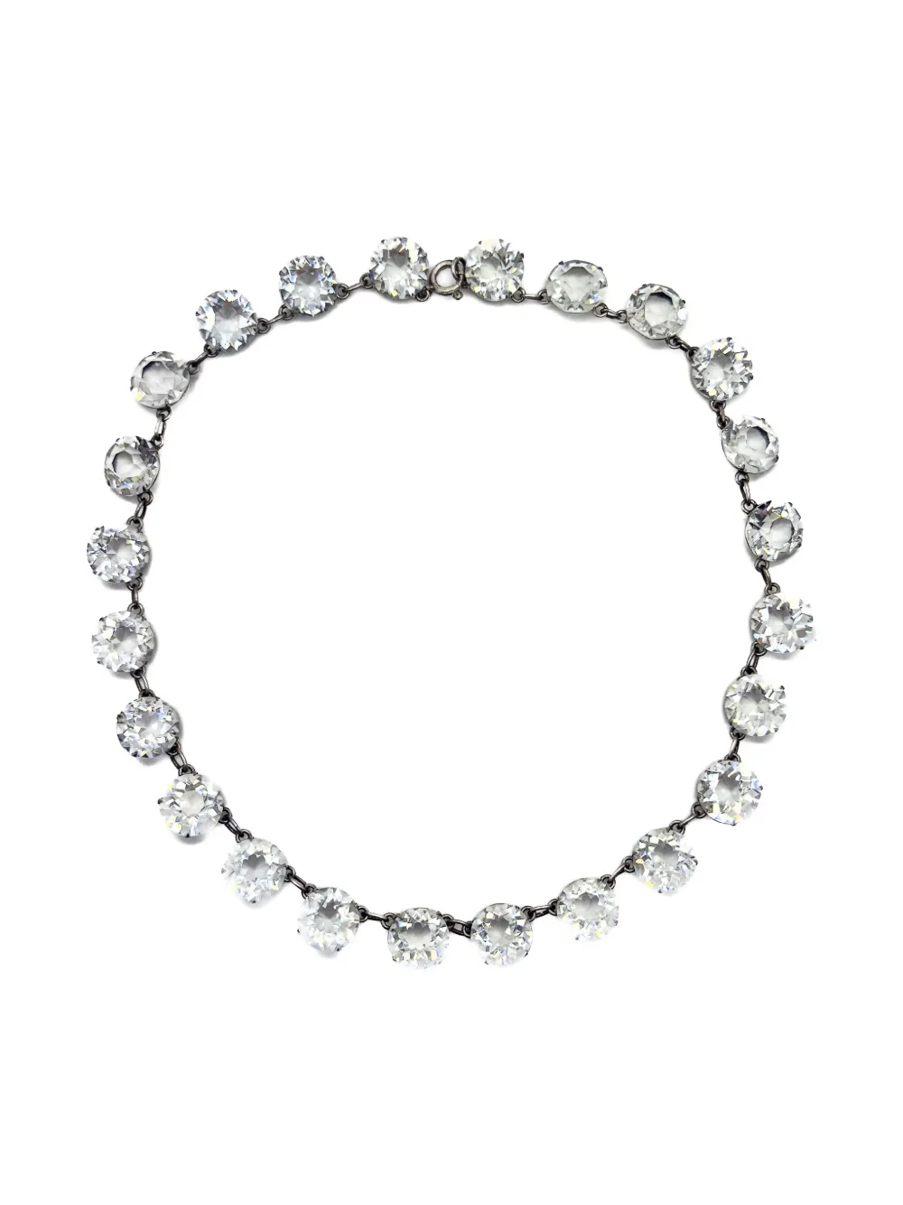Pre-owned Jennifer Gibson Jewellery 1920s Cushion-cut Crystals Riviere Necklace In Silver