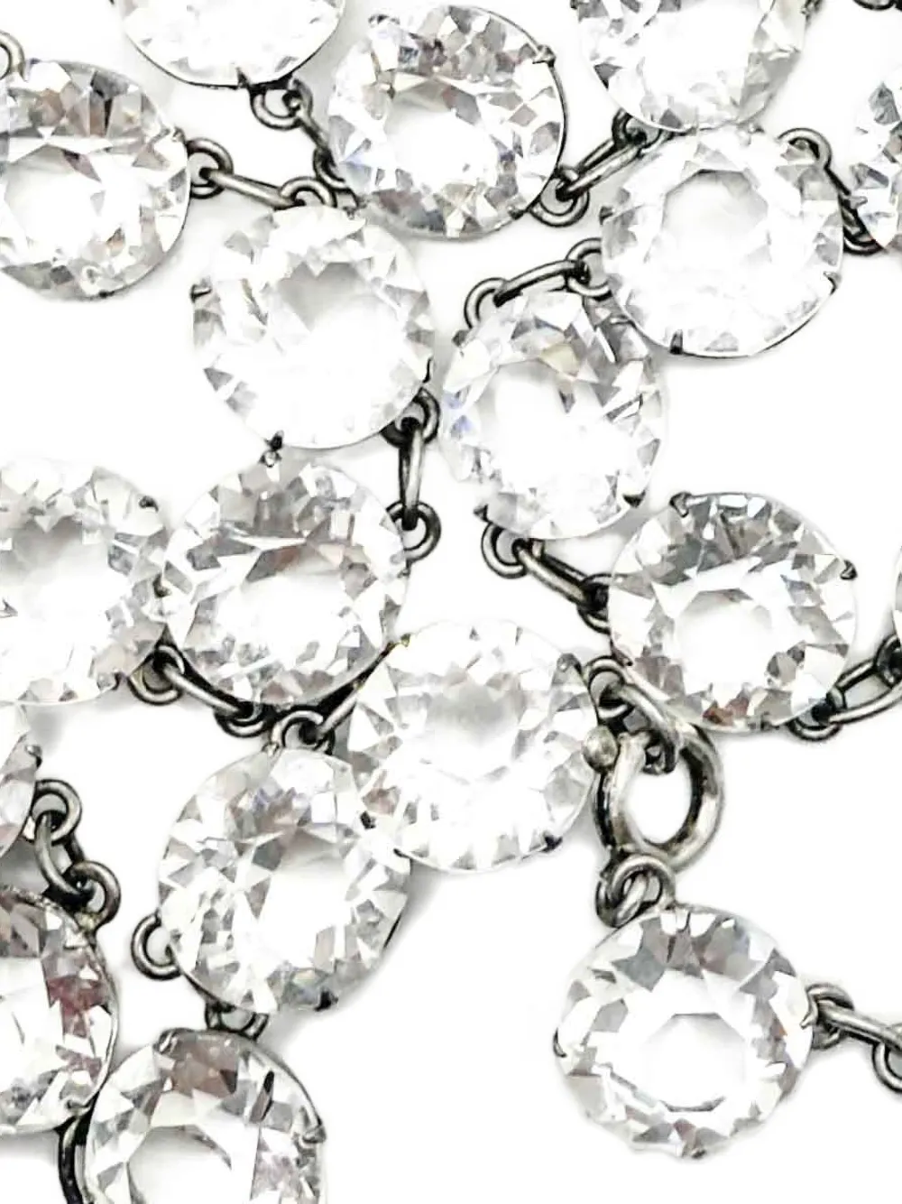 Pre-owned Jennifer Gibson Jewellery 1920s Cushion-cut Crystals Riviere Necklace In Silver