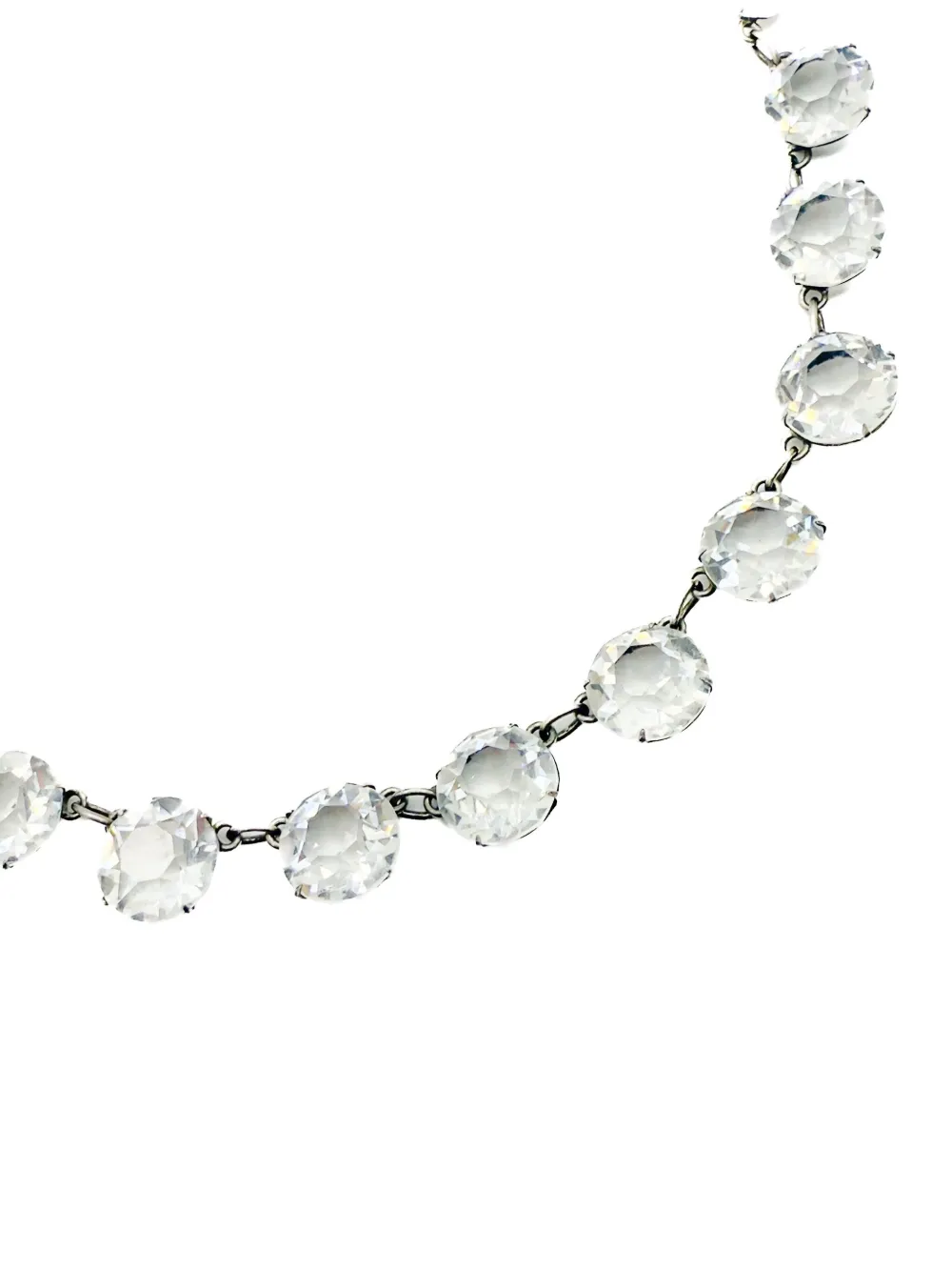Pre-owned Jennifer Gibson Jewellery 1920s Cushion-cut Crystals Riviere Necklace In Silver