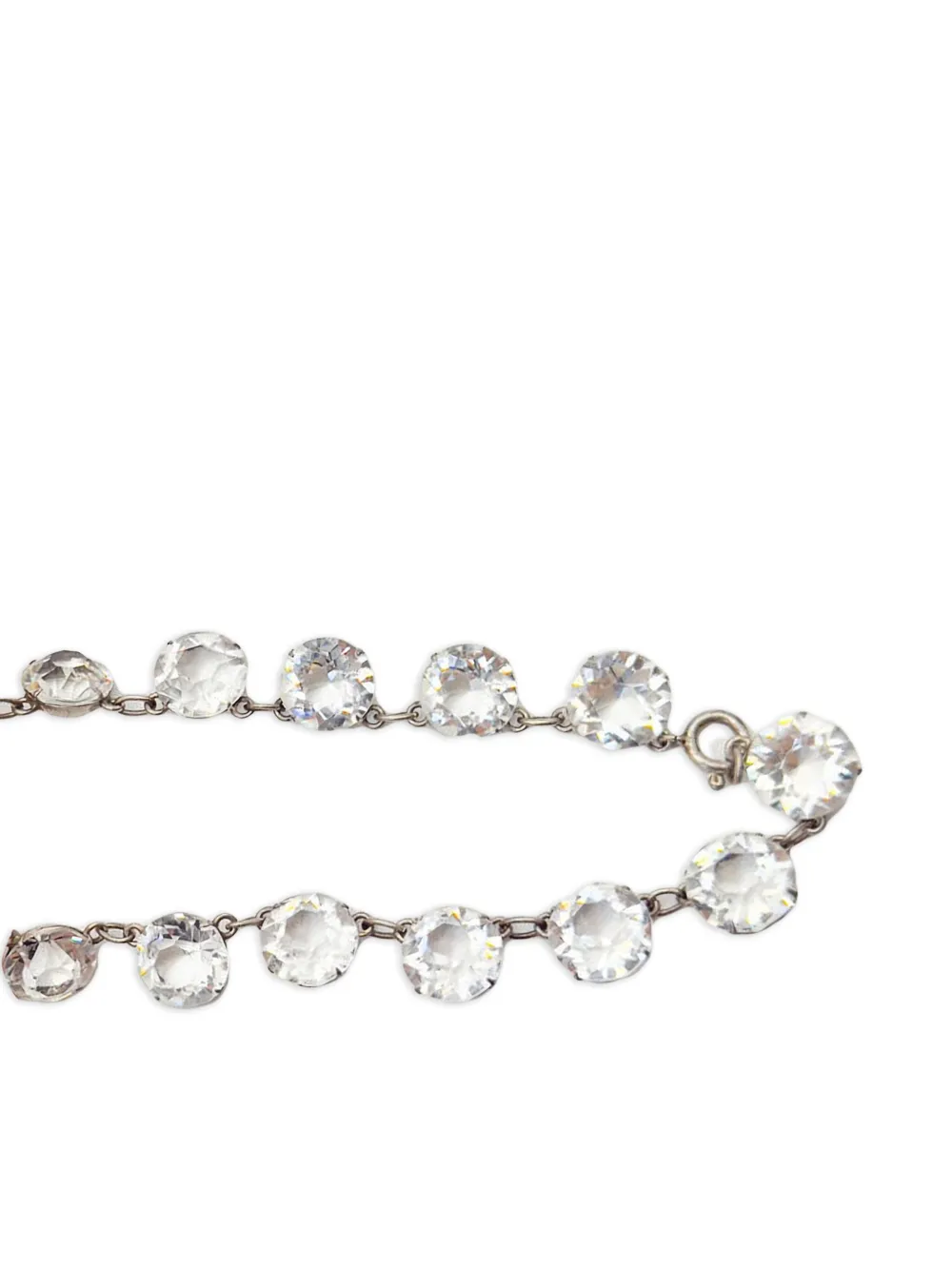 Pre-owned Jennifer Gibson Jewellery 1920s Cushion-cut Crystals Riviere Necklace In Silver
