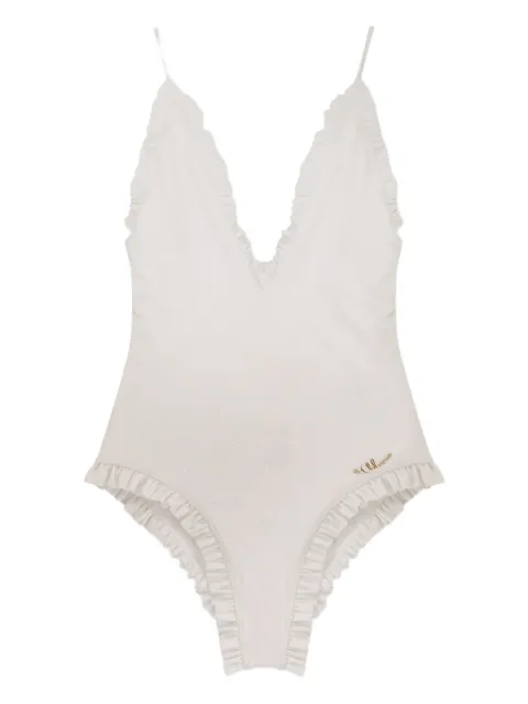 Chloé ruffled embroidered swimsuit