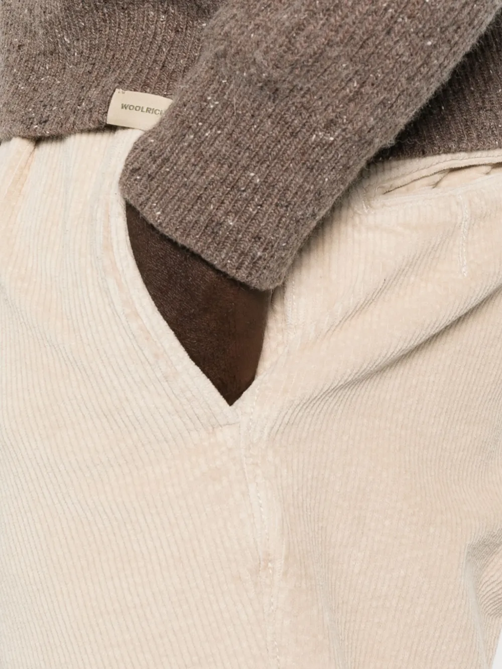 Incotex Ribfluwelen plooibroek Beige