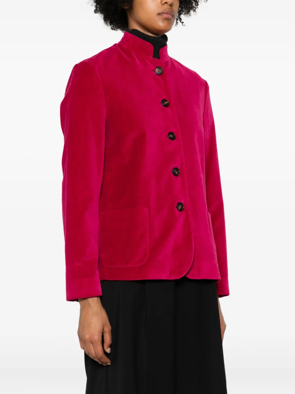 Rosso 35 Fluwelen jack met opgestikte zak Roze