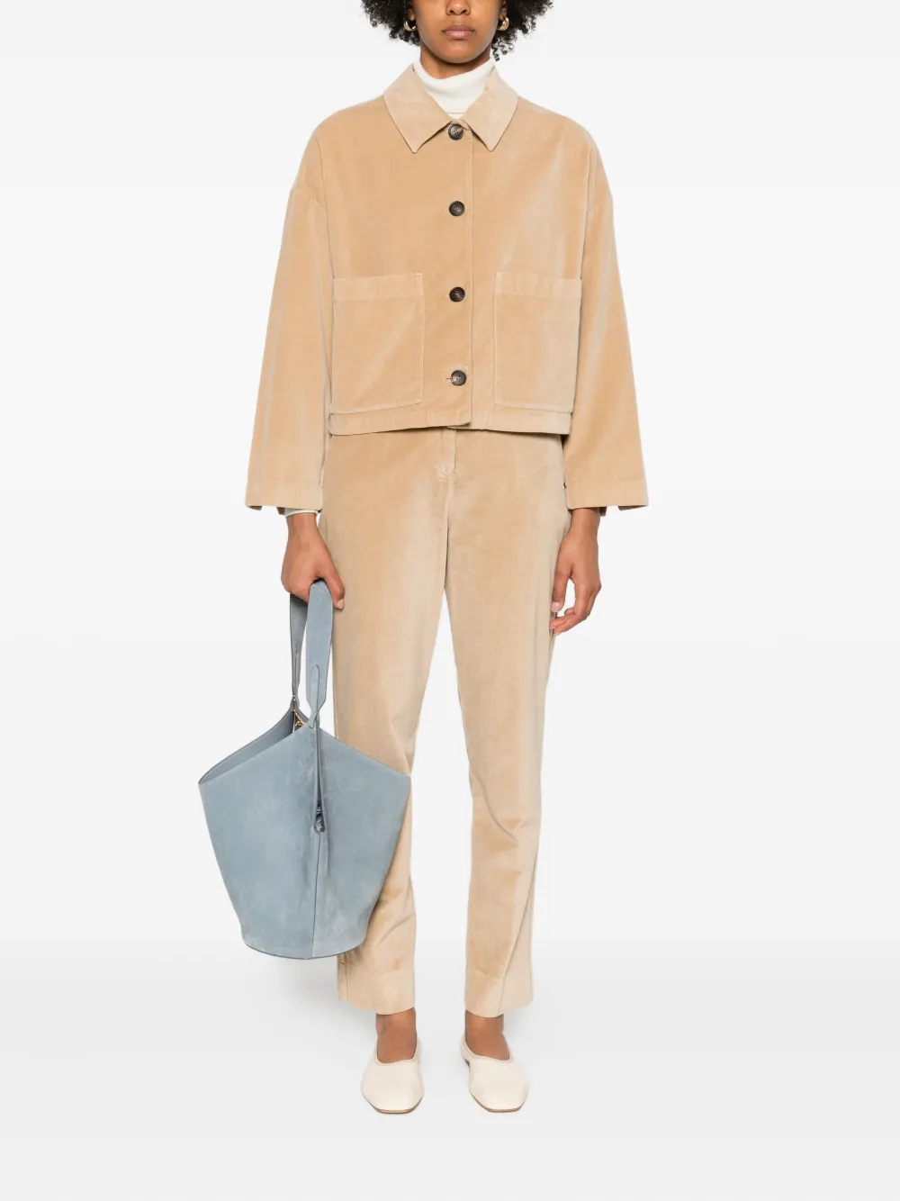 Rosso 35 Velvet Patch-pocket Jacket In Neutral