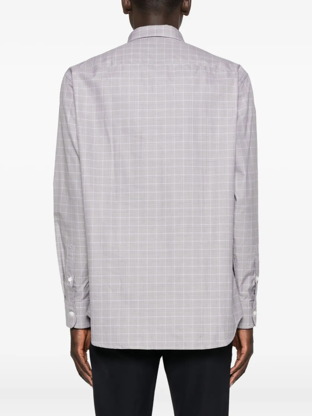 Brioni Geruit katoenen overhemd Grijs