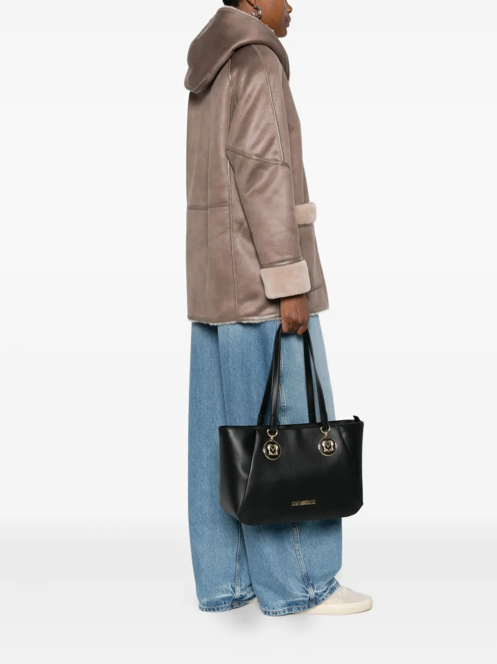 Love Moschino logo-plaque tote bag - Zwart