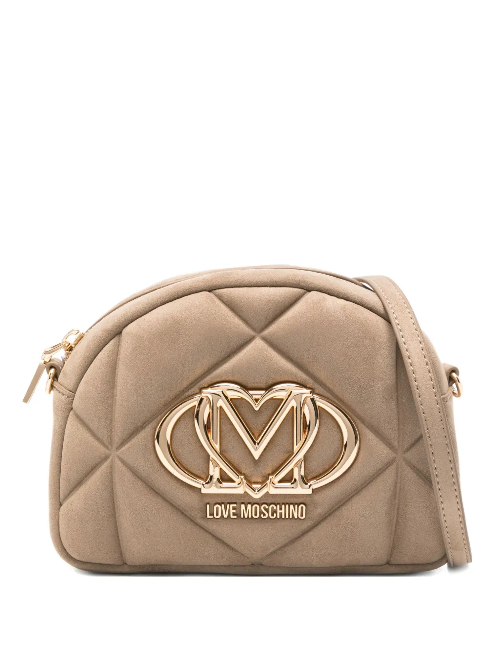 Love Moschino Quilted Logo-plaque Cross Body Bag In Brown