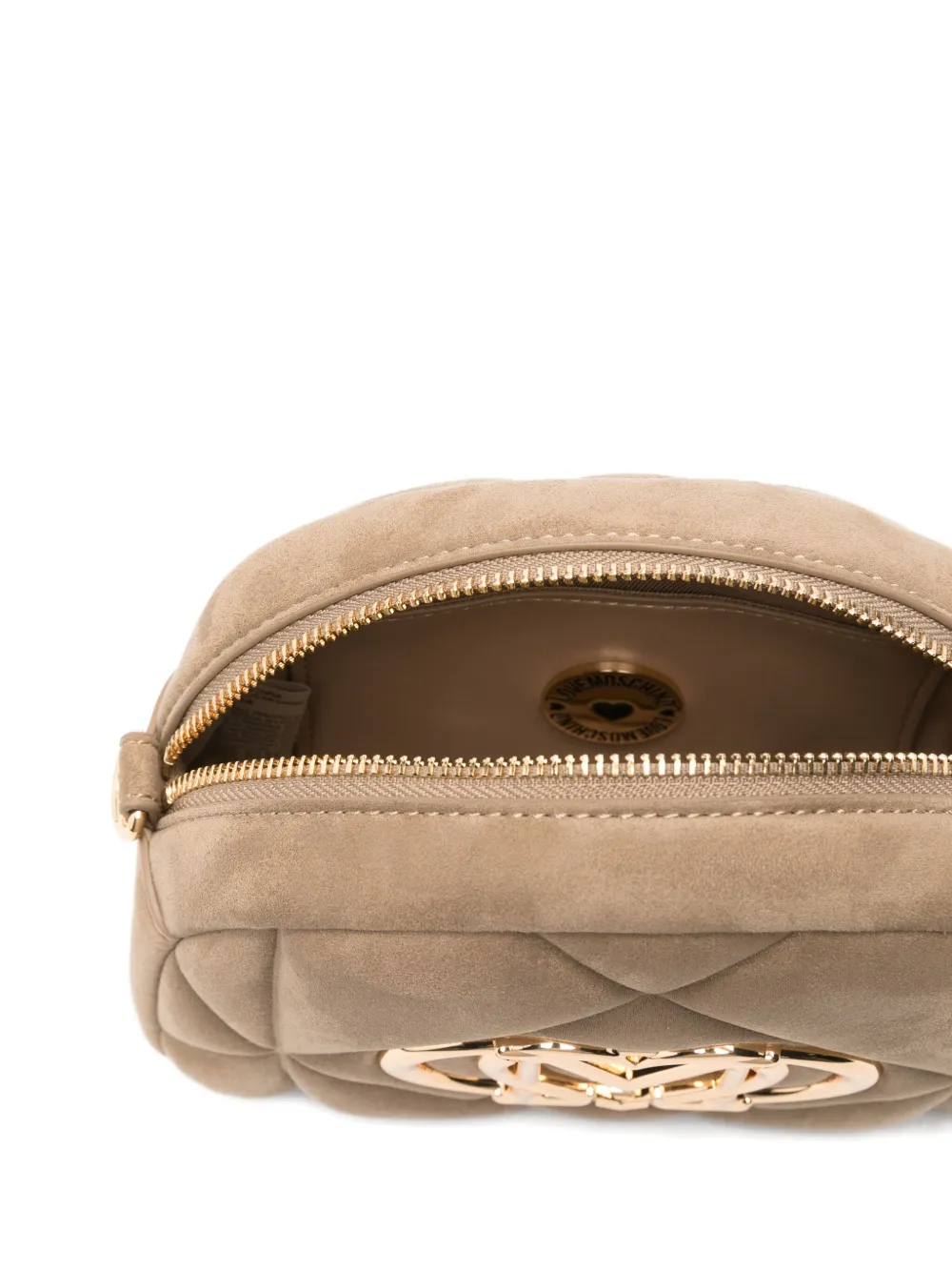 Love Moschino Quilted Logo-plaque Cross Body Bag In Brown