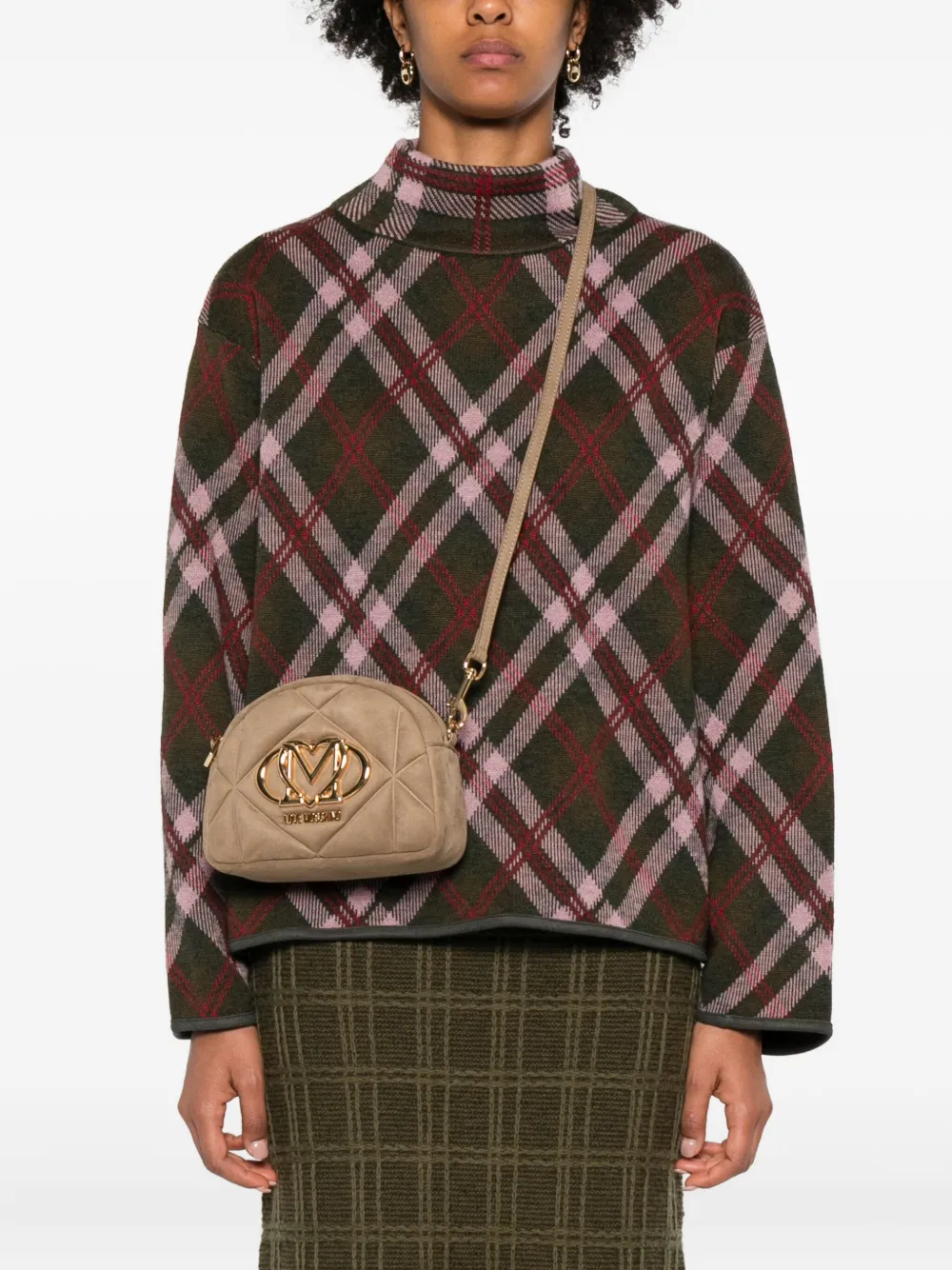 Love Moschino Quilted Logo-plaque Cross Body Bag In Brown