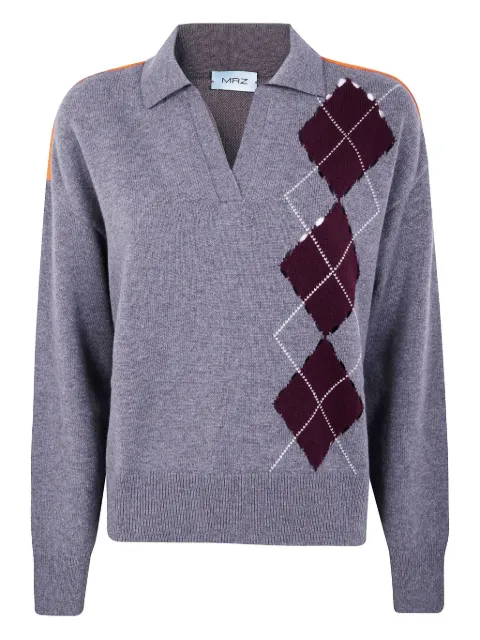 MRZ argyle-panel wool sweater