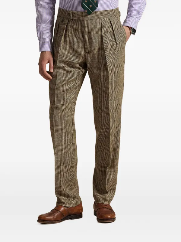 Polo Ralph Lauren Pleated Check Trousers | Brown | FARFETCH