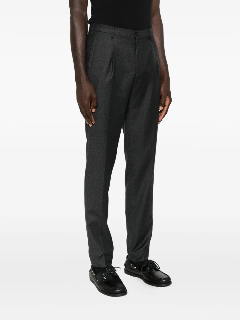 Incotex Pleated Virgin Wool Trousers In Gray